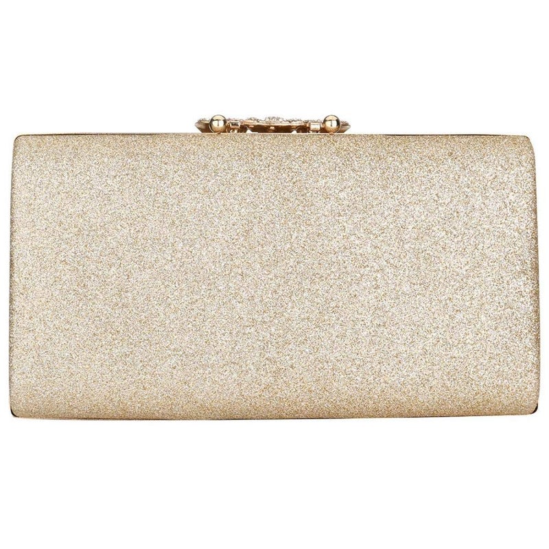 EROUGE Leather Sparkling Evening Clutch Purse Women Designer Handbag for Wedding Party (Champagne) - Image 4